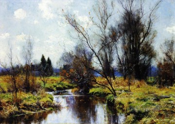 Artworks in 150 Subjects Painting - Autumn Stream Landscape trees